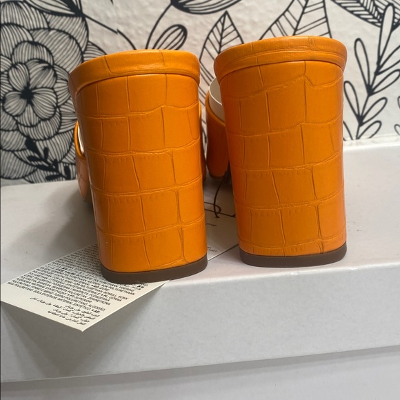 The Drop Orange Chunky Heel Mules - Picture 6 of 8